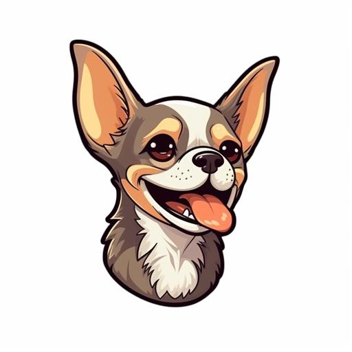 cute puppie chihuahua mexican side face, laughing at loud, wondering face expression, funny face, thinking, clipart, cartoon, element, white background --v 5.1 --q 2 --s 750