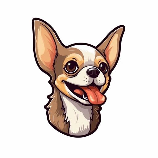 cute puppie chihuahua mexican side face, laughing at loud, wondering face expression, funny face, thinking, clipart, cartoon, element, white background --v 5.1 --q 2 --s 750