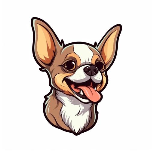 cute puppie chihuahua mexican side face, laughing at loud, wondering face expression, funny face, thinking, clipart, cartoon, element, white background --v 5.1 --q 2 --s 750