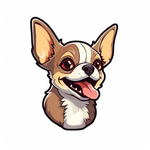 cute puppie chihuahua mexican side face, laughing at loud, wondering face expression, funny face, thinking, clipart, cartoon, element, white background --v 5.1 --q 2 --s 750