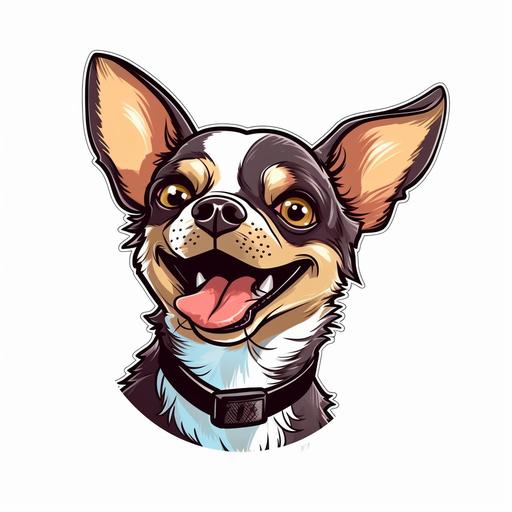 cute puppie chihuahua mexican side face, laughing at loud, wondering face expression, funny face, thinking, clipart, cartoon, element, white background --v 5.1 --q 2 --s 750