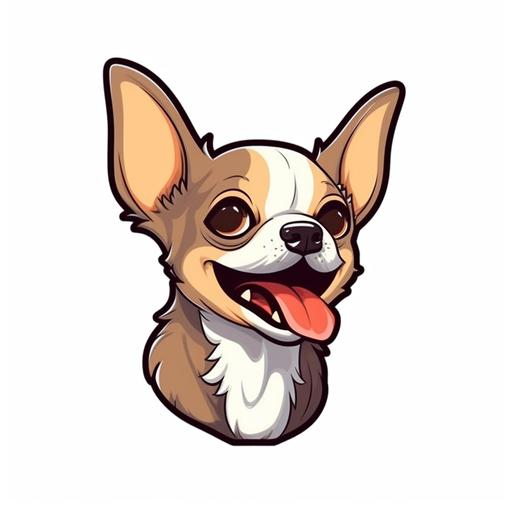 cute puppie chihuahua mexican side face, laughing at loud, wondering face expression, funny face, thinking, clipart, cartoon, element, white background --v 5.1 --q 2 --s 750