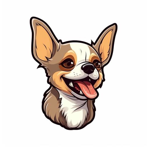 cute puppie chihuahua mexican side face, laughing at loud, wondering face expression, funny face, thinking, clipart, cartoon, element, white background --v 5.1 --q 2 --s 750