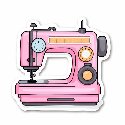 cute sewing machine kawaii white background sticker