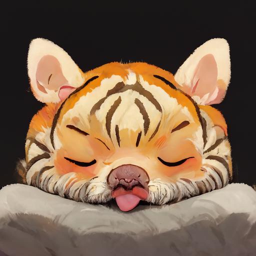cute sleeping tiger tongue mlem