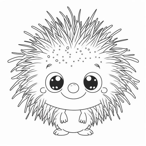 cute smiling baby porcupine, smiling, outline only, plain, simple, no detail, no color, minimalistic, pre-school, coloring book image, in the style of Finding Nemo