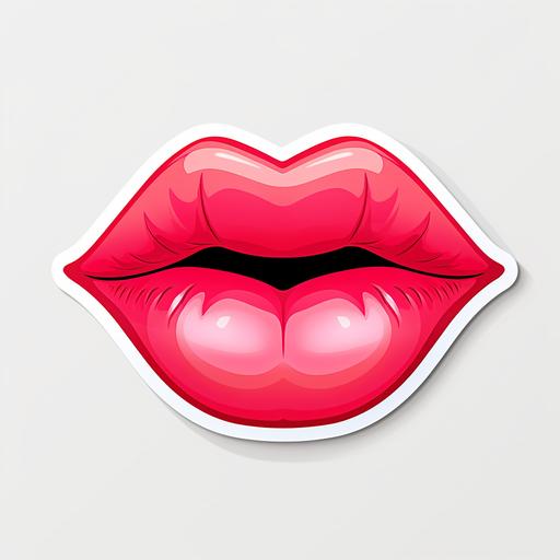 cute smirking lips sticker, solid background