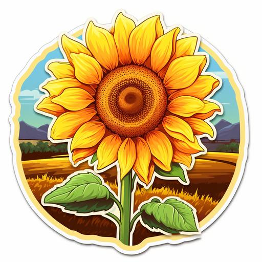 cute sunflower on a country farm background sticker