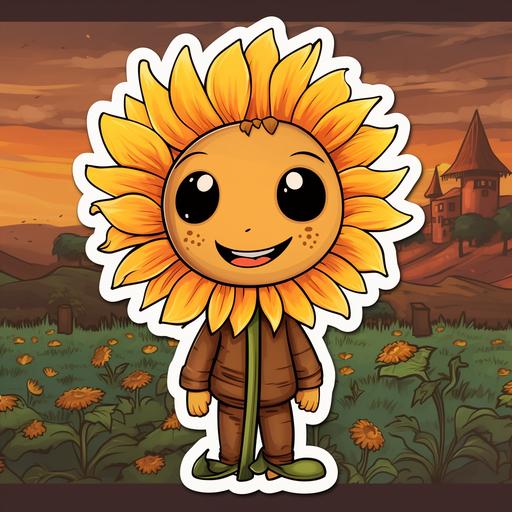 cute sunflower on a country farm background sticker