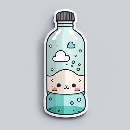 cute water bottle sticker, minimal, vector