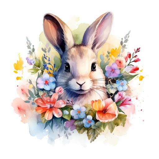 cute watercolor easter themed flowers eye catching, really cute, adorable and friendly, on a white background