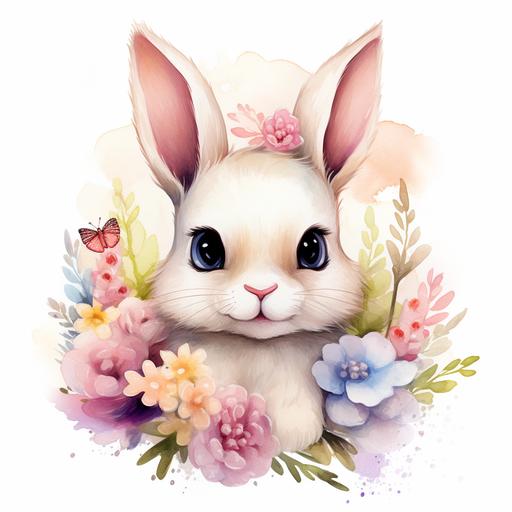 cute watercolor easter themed flowers eye catching, really cute, adorable and friendly, on a white background