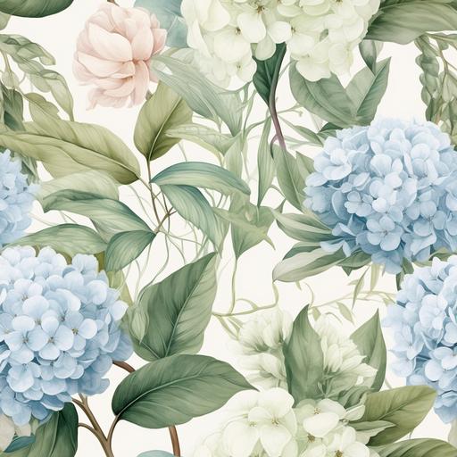 cute watercolour peony and buds, hydrangea, eucalyptus sprigs, and various smaller flowers seamless pattern, like Georgia O'Keeffe hd in a softer watercolor style, hyperrealistic, 10K, extra detailed, modern, soft lighting, vector graphic, intricate details, high definition realistic details, flower seamless pattern, Mary Blair colorbook, high detail, ultra-high quality, high-resolution, high-definition, 16K, 3D render --ar 932:932 --tile --v 5.1