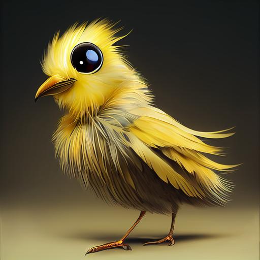 cute yellow cartoon bird with feathers --test --creative