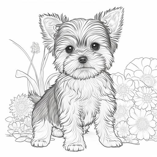 cute yorkie puppy coloring pages
