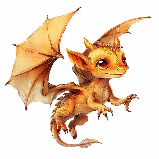 cutebaby dragon flying drawing illustration .white background