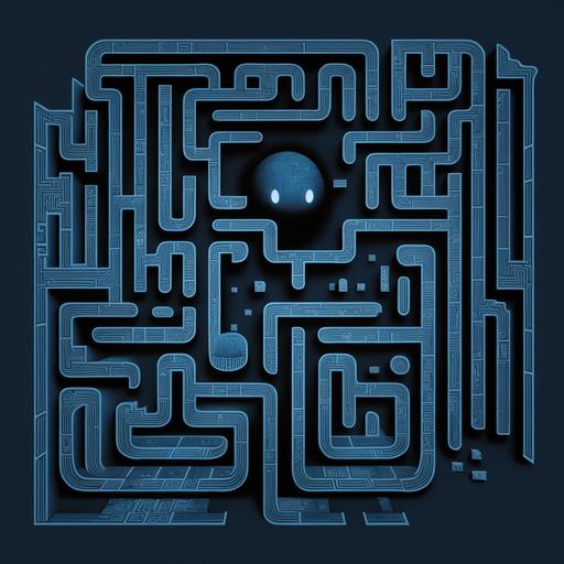 cyanotype pacman, maze