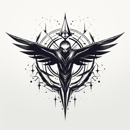 cyber sigil swallow tattoo, png, black and white