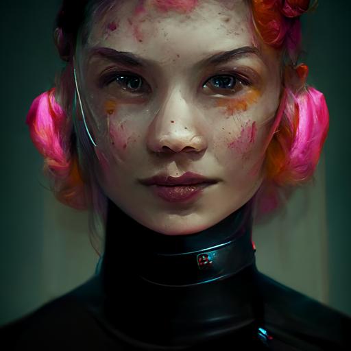 cyberpunk character :: beautiful face :: slightly smiling :: bleached pink hair :: swat armor :: victorian :: e-girl clothes :: unreal engine, hyper realism, 3d render :: professional portrait ::  8k --q 2