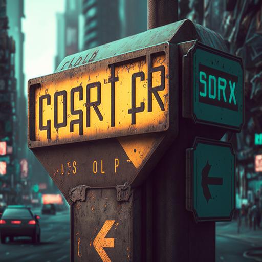 cyberpunk city street name corner road signs 3000px by 3000px --v 4 --q 2