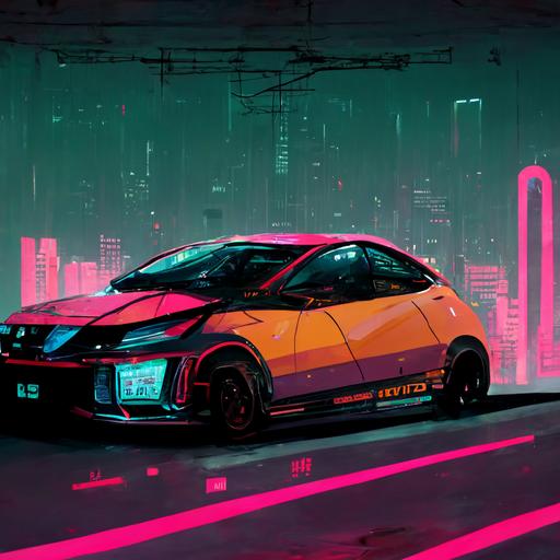 cyberpunk honda civic eg in futuristic city