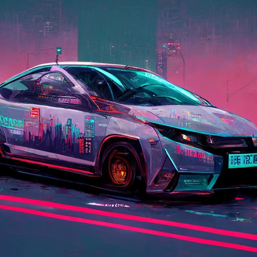 cyberpunk honda civic eg in futuristic city