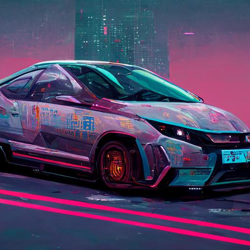 cyberpunk honda civic eg in futuristic city