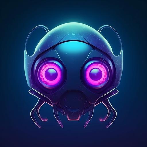 cyberpunk minimal art robotic SPACE SQUID looking at camera app icon logo --q 2 --v 5 --s 750