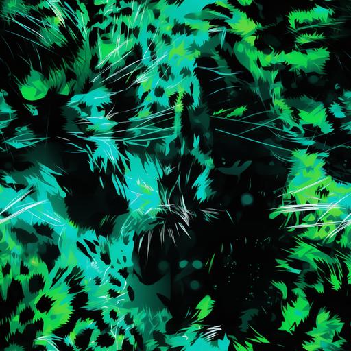 cyberpunk snow leopard print pattern, neon lighting, high contrast, green, black, and white colors, neon highlights --tile