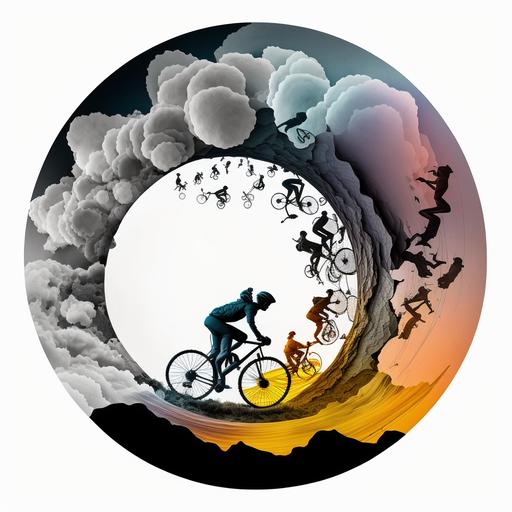cycling mood picture in a circle whiite background