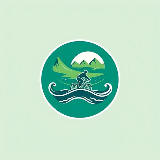 cycling running swimming logo green color
