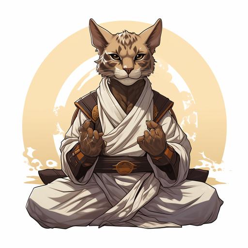 tabaxi cat sphinx martial arts monk from dnd character,characer logo, animated style