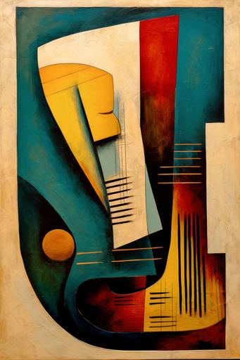 rough::4 abstract oil painting on rough canvas::2 painting of music instruments , in the style of dark yellow , orange and light turqouise, textural harmony, orderly symmetry, rough oil portraitures, bentwood, sleek, group material. an artistic painting of musical instruments, in the style of dark yellow and turquoise, balance and harmony, biomorphic, contemporary chicano, panel composition mastery, gentle expressions, textured expressions --ar 2:3 --s 50 --v 5.2