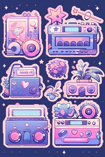 daily planner icons stickers, Disco themed --niji 5 --s 750 --ar 2:3 --s 250