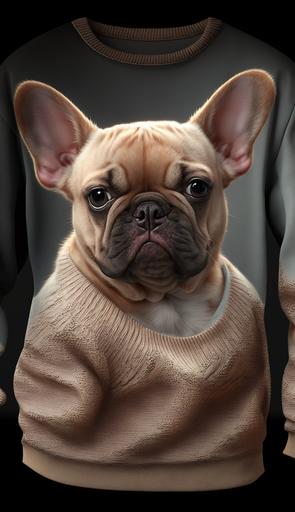 danny davito french bulldog dog sweater, photorealism, 8k, uhd --ar 9:16