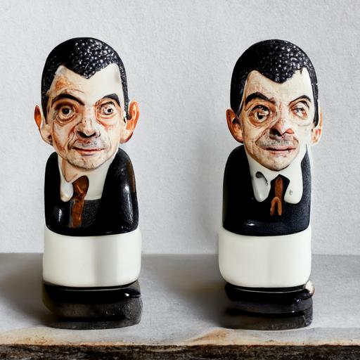 ceramic salt and pepper shakers shaped like Mr. Bean