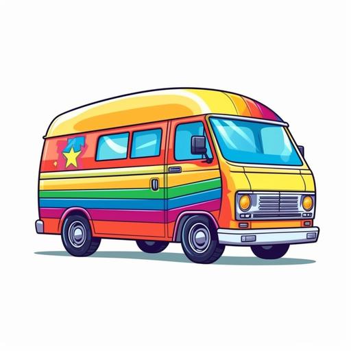 Simple cartoon rainbow lgbt van , withe back groundn --s 250