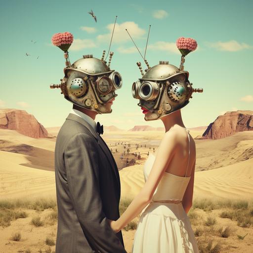 image love in vintage poster style surrealism