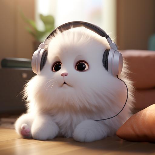 image of a funny pet listening to music on headphones in cartoon style The Secret Life of Pets