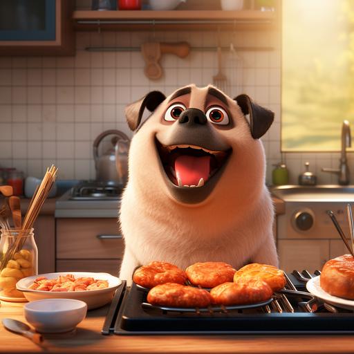 image of a funny pet that grills meat in cartoon style The Secret Life of Pets