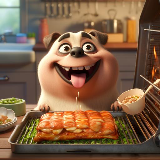 image of a funny pet that grills meat in cartoon style The Secret Life of Pets