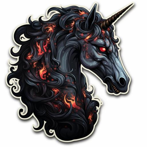 dark demon unicorn sticker