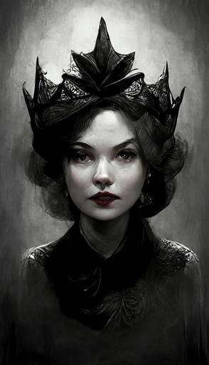 dark evil queen, intricate crown :: noir style, photorealistic —ar 9:16