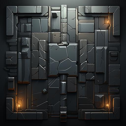 dark grey rectangle castle wall of bricks of different sizes stylized hard brush painted texture, flat design game, 3 colors on one item, uniform front lighting--tile --s 580
