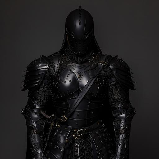 dark-skinned 6 foot warriors magnificent figure with their sleek all black armor black metallic armor draped in black facets highlights by Kim Deuk-sin shot by Raghubir Singh