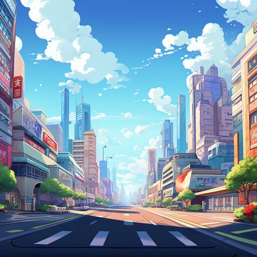 daytime anime style cartoon city background