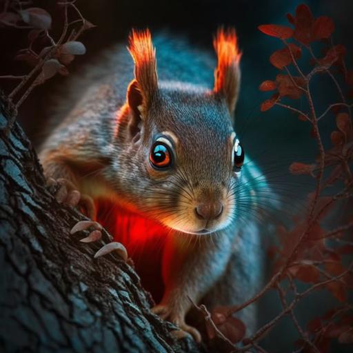 deadly squirrel with glowing red eyes