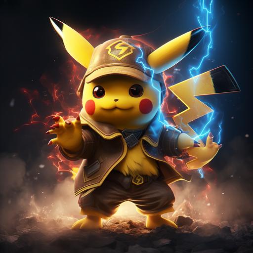 Create a Pikachu playing in League of Legends 8K logo esport