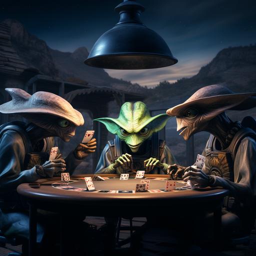 Creek Area 51 Poker UFO Aliens Playing Poker Poster Art