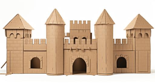 fantasy construct, corrugated cardboard kingdom, cardboard castle, cardboard king --ar 39:21 --c 44 --s 69 --v 5.2